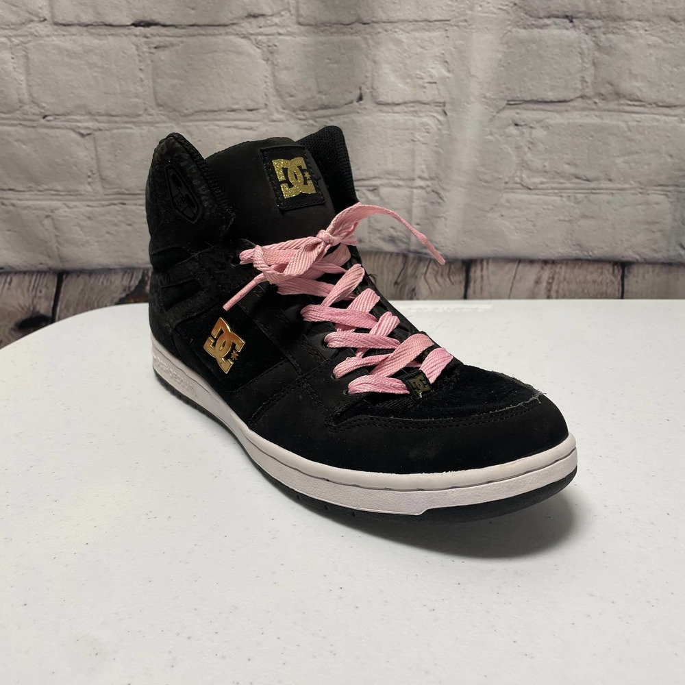Womens DC rebound black and gold high top sneakers size 10